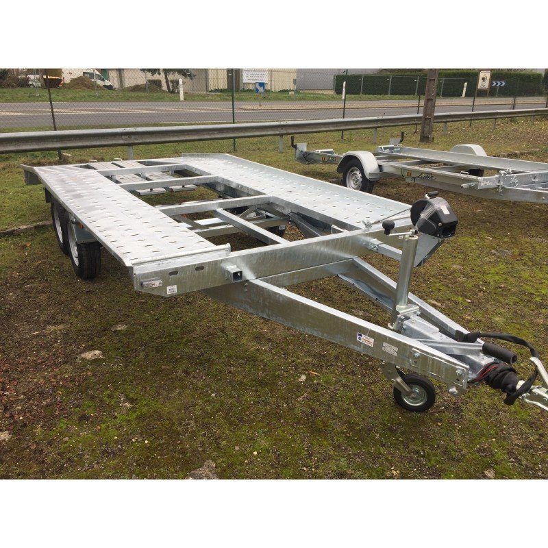 porte-voiture-2-2.jpg Remorque porte-voiture 2700 kg – Plateau 450 × 203 cm – Double essieu – Image 1